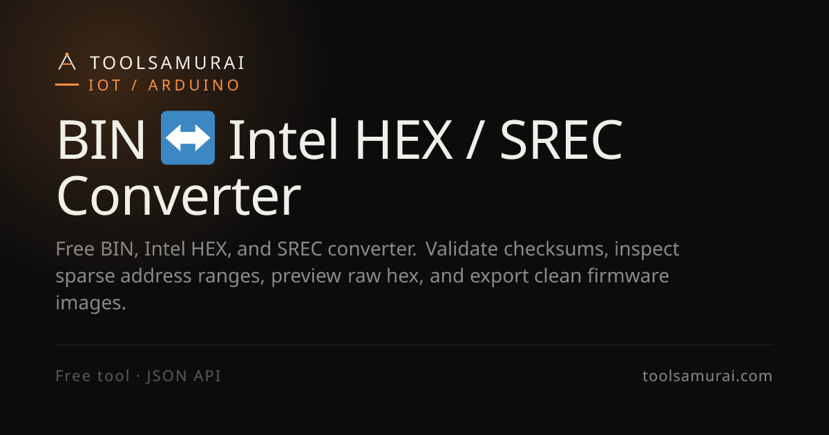 BIN to Intel HEX / SREC Converter for Firmware Files